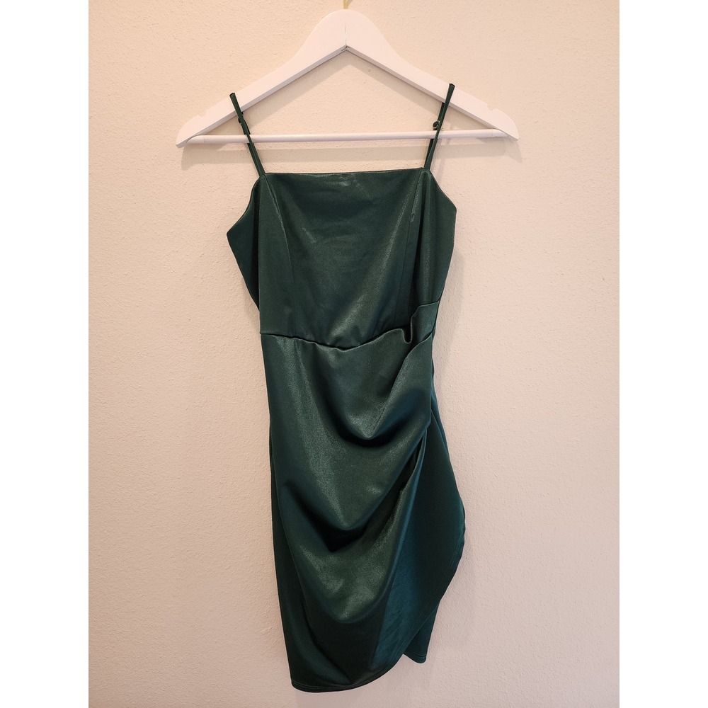 Emerald Green Ruched Bodycon Mini Dress Cocktail Party Small